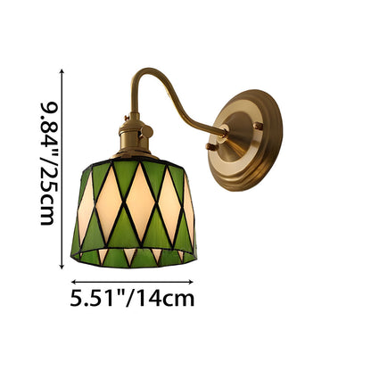 Stained Glass Sconce with Copper Frame E27 Socket Indoor Accent Fixture for Entryways Staircases Reading Nooks Vintage-Inspired Art Deco Lig