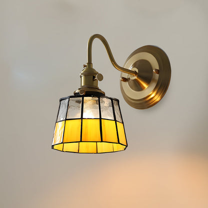 Stained Glass Sconce with Copper Frame E27 Socket Indoor Accent Fixture for Entryways Staircases Reading Nooks Vintage-Inspired Art Deco Lig