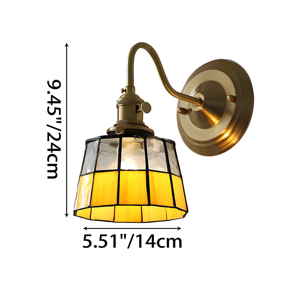 Stained Glass Sconce with Copper Frame E27 Socket Indoor Accent Fixture for Entryways Staircases Reading Nooks Vintage-Inspired Art Deco Lig