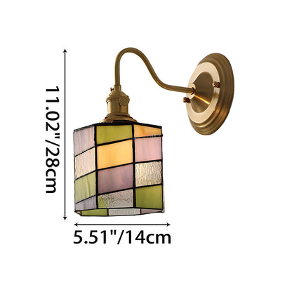 Stained Glass Sconce with Copper Frame E27 Socket Indoor Accent Fixture for Entryways Staircases Reading Nooks Vintage-Inspired Art Deco Lig