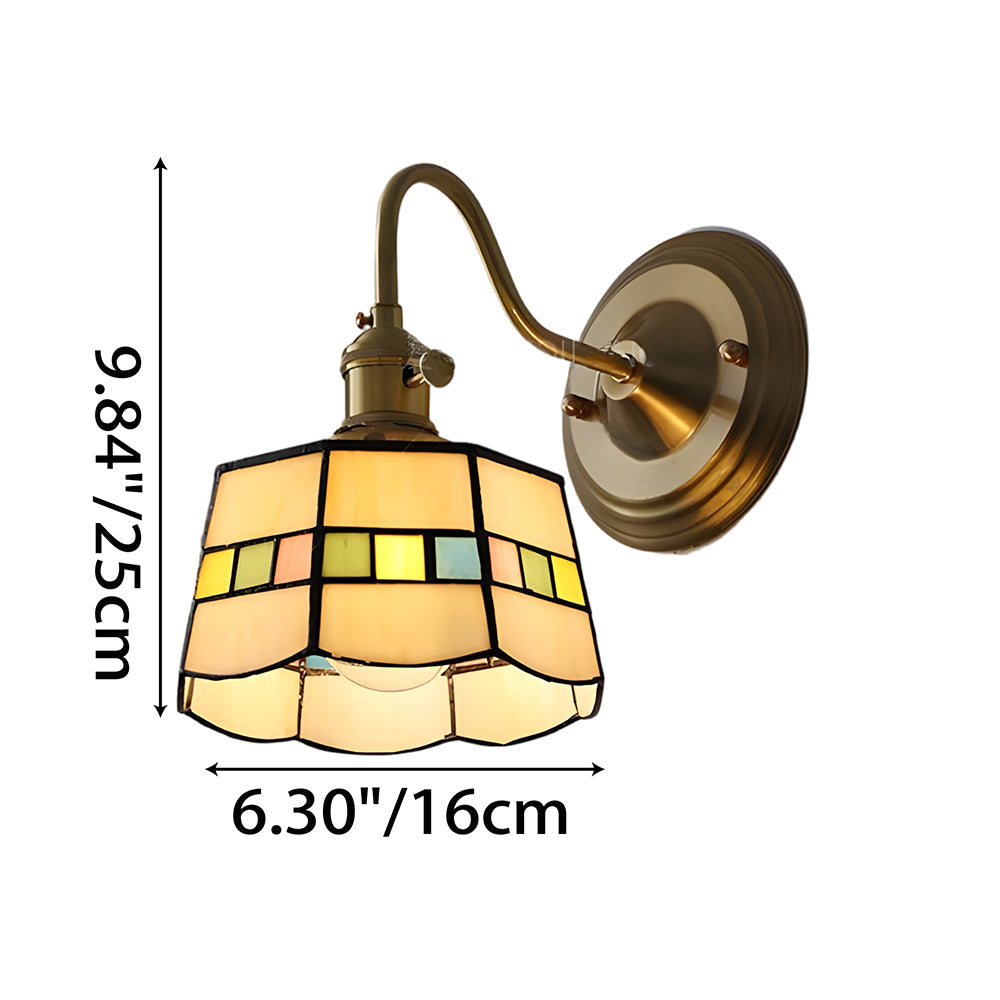 Stained Glass Sconce with Copper Frame E27 Socket Indoor Accent Fixture for Entryways Staircases Reading Nooks Vintage-Inspired Art Deco Lig