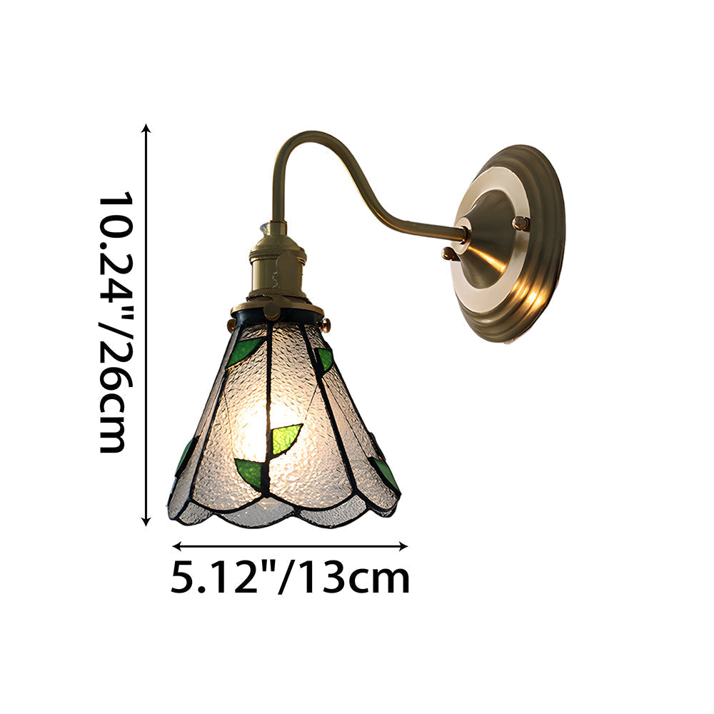 Stained Glass Sconce with Copper Frame E27 Socket Indoor Accent Fixture for Entryways Staircases Reading Nooks Vintage-Inspired Art Deco Lig