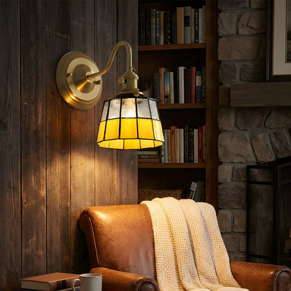 Stained Glass Sconce with Copper Frame E27 Socket Indoor Accent Fixture for Entryways Staircases Reading Nooks Vintage-Inspired Art Deco Lig