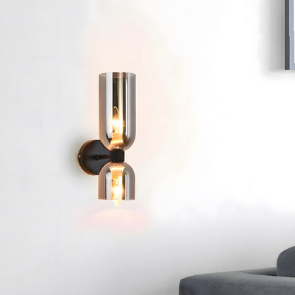 Dual-Arm Sconce with Clear Glass Shades 14 Inch Height Swivel Heads for Bedside Task Reading Hallway Entry Hardwired 110V E12 Socket Up to 4