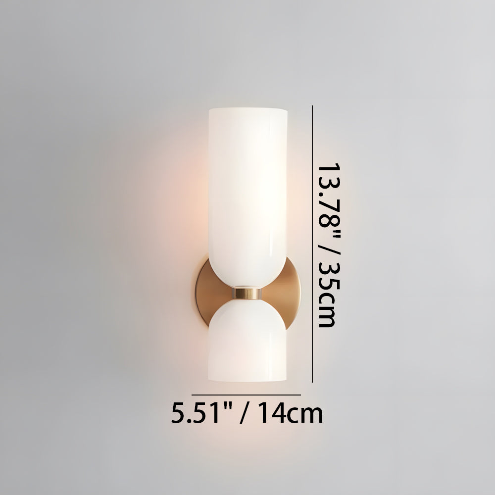 Dual-Arm Sconce with Clear Glass Shades 14 Inch Height Swivel Heads for Bedside Task Reading Hallway Entry Hardwired 110V E12 Socket Up to 4