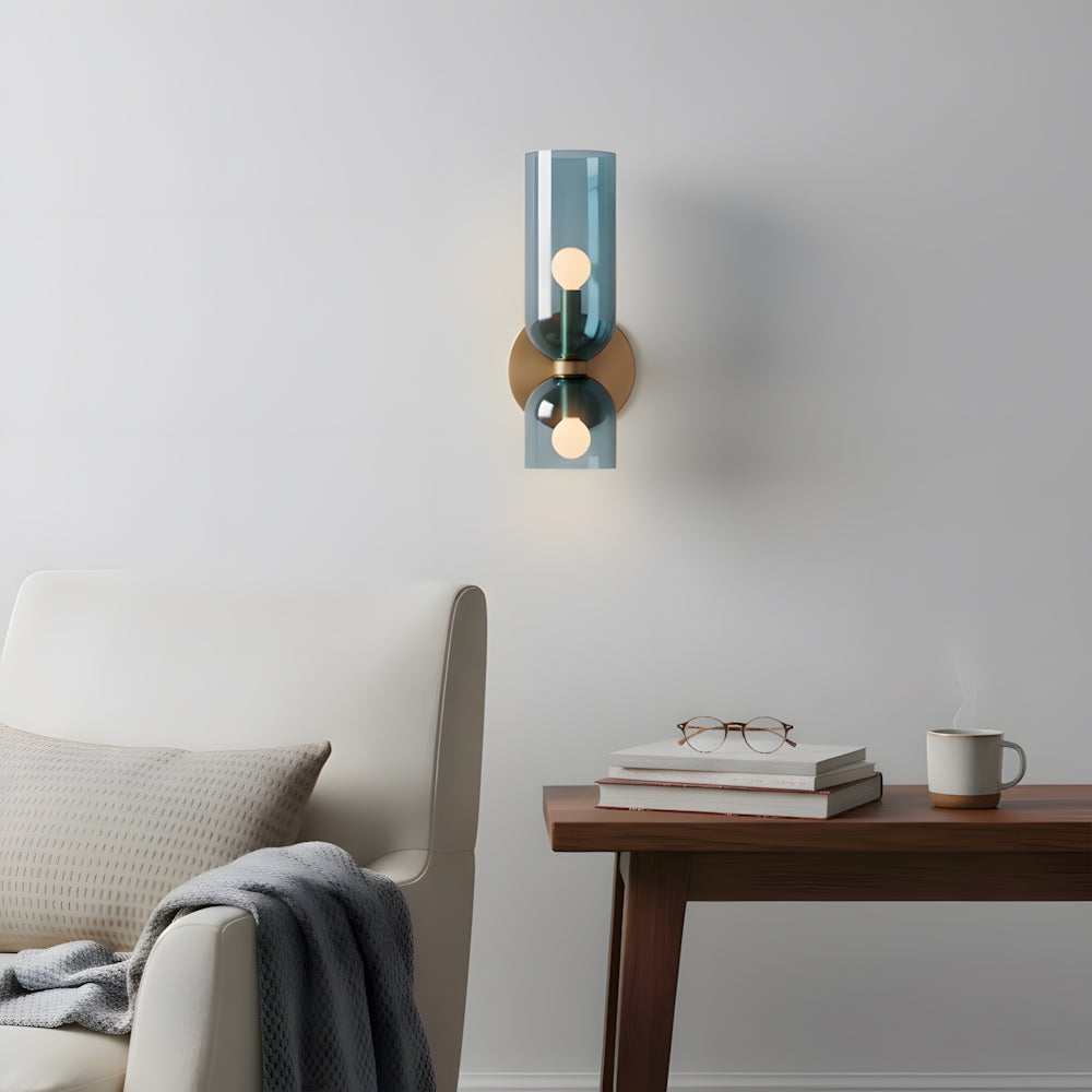 Dual-Arm Sconce with Clear Glass Shades 14 Inch Height Swivel Heads for Bedside Task Reading Hallway Entry Hardwired 110V E12 Socket Up to 4