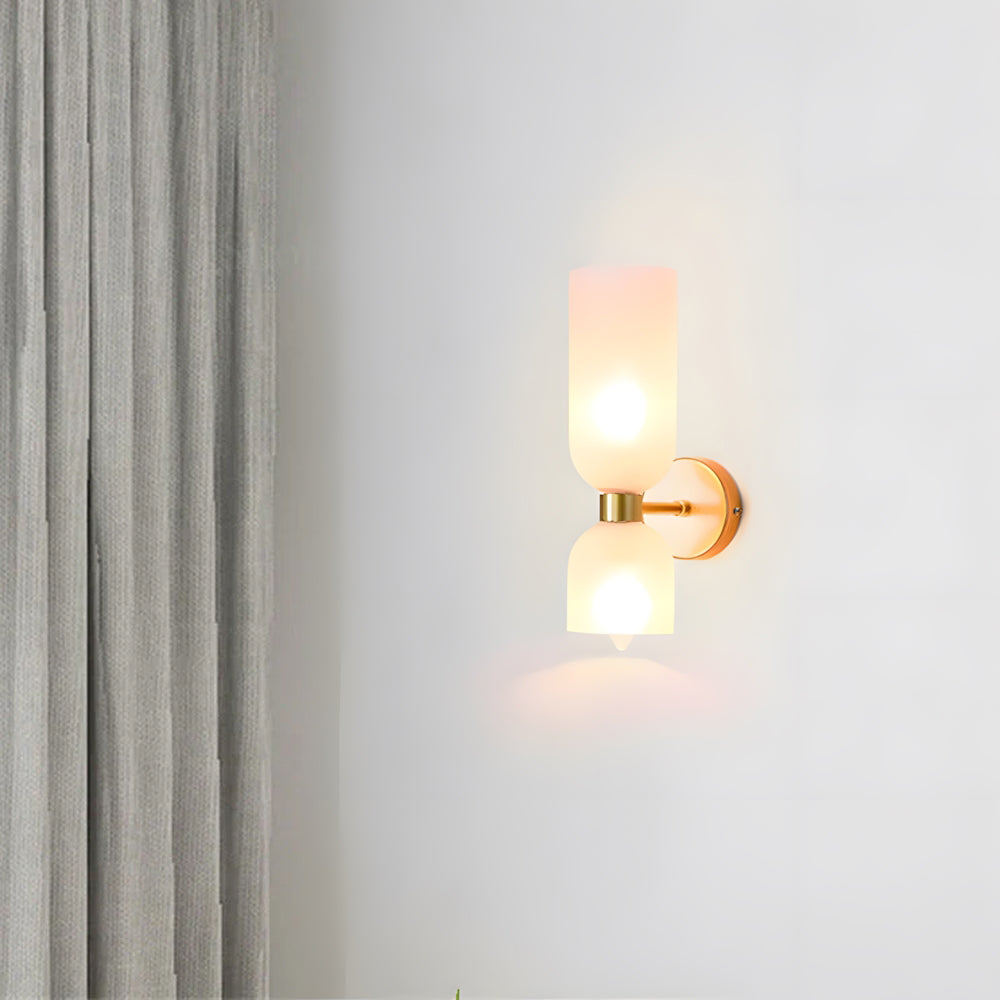 Dual-Arm Sconce with Clear Glass Shades 14 Inch Height Swivel Heads for Bedside Task Reading Hallway Entry Hardwired 110V E12 Socket Up to 4