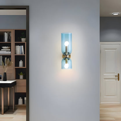 Dual-Arm Sconce with Clear Glass Shades 14 Inch Height Swivel Heads for Bedside Task Reading Hallway Entry Hardwired 110V E12 Socket Up to 4