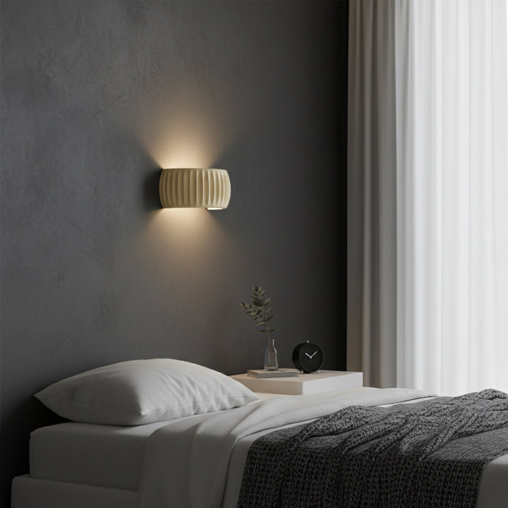 Sconce Light Fixture for Bedrooms and Hallways – 9.4 inch Resin Accent Fixture in Soft Cream – Wired Bulb Socket for Modern Interiors – Spac