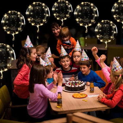 Illuminated Party Balloons 10-Pack Clear 18" LED String Light Battery Powered for Weddings Birthdays Indoor Outdoor Events Reusable Decor