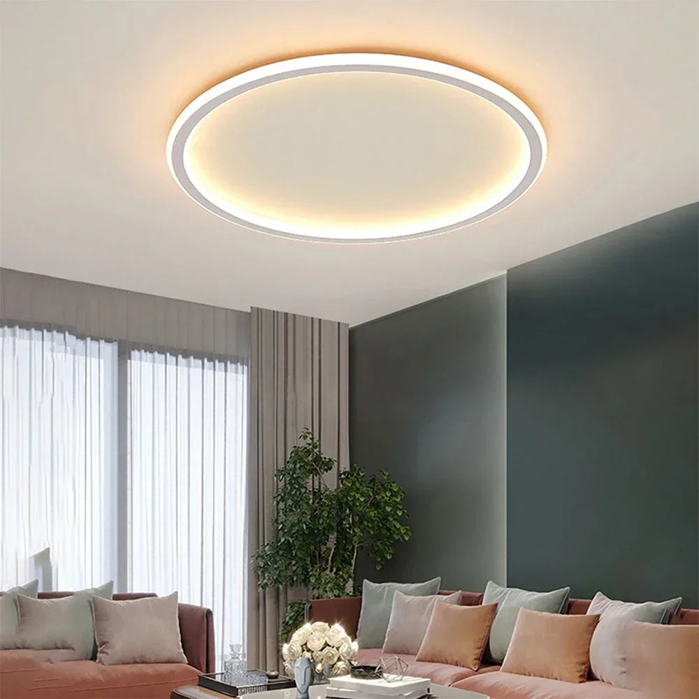 LED Flush Mount Ceiling Light 24-Inch Round Aluminum Contemporary Fixture for Bedroom Living Room Home Office Dimmable Modern Circle Overhea