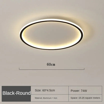 LED Flush Mount Ceiling Light 24-Inch Round Aluminum Contemporary Fixture for Bedroom Living Room Home Office Dimmable Modern Circle Overhea