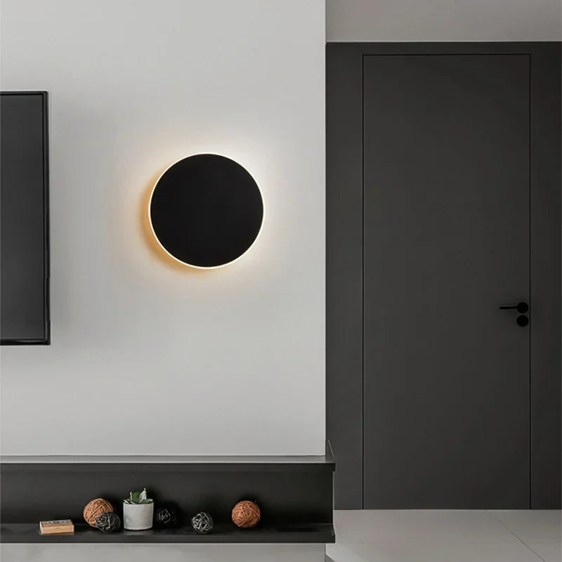 Round LED Sconce 12 in Aluminum Warm Glow for Bedroom Hallway Entryway Modern Minimalist Interior Ambient Lighting Fixtures