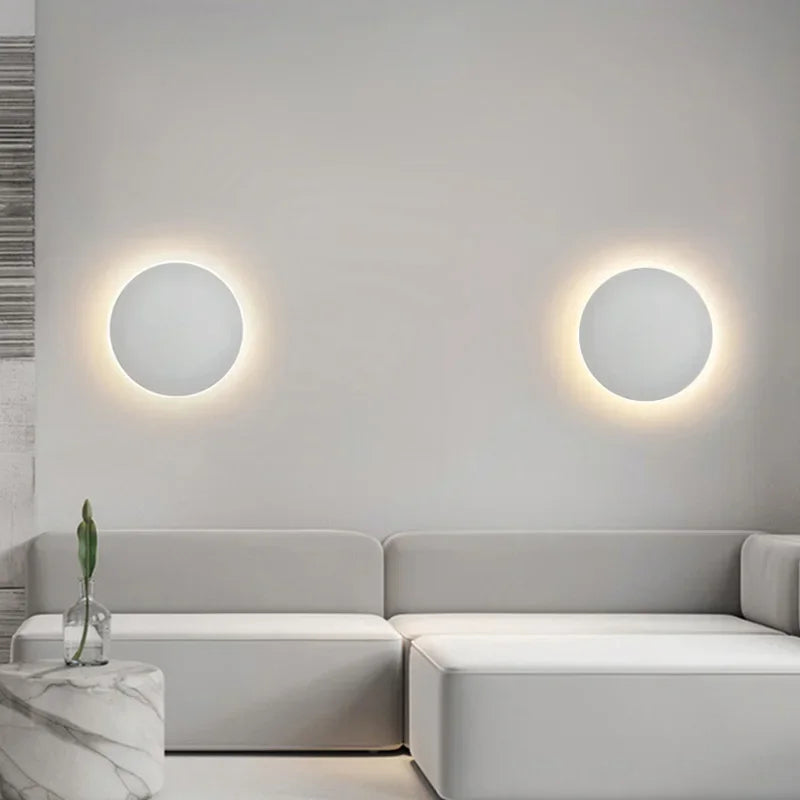 Round LED Sconce 10W Aluminum Fixture 12 Inch Warm White Light for Bedroom Hallway Living Room Modern Minimalist Touch Control or Standard S