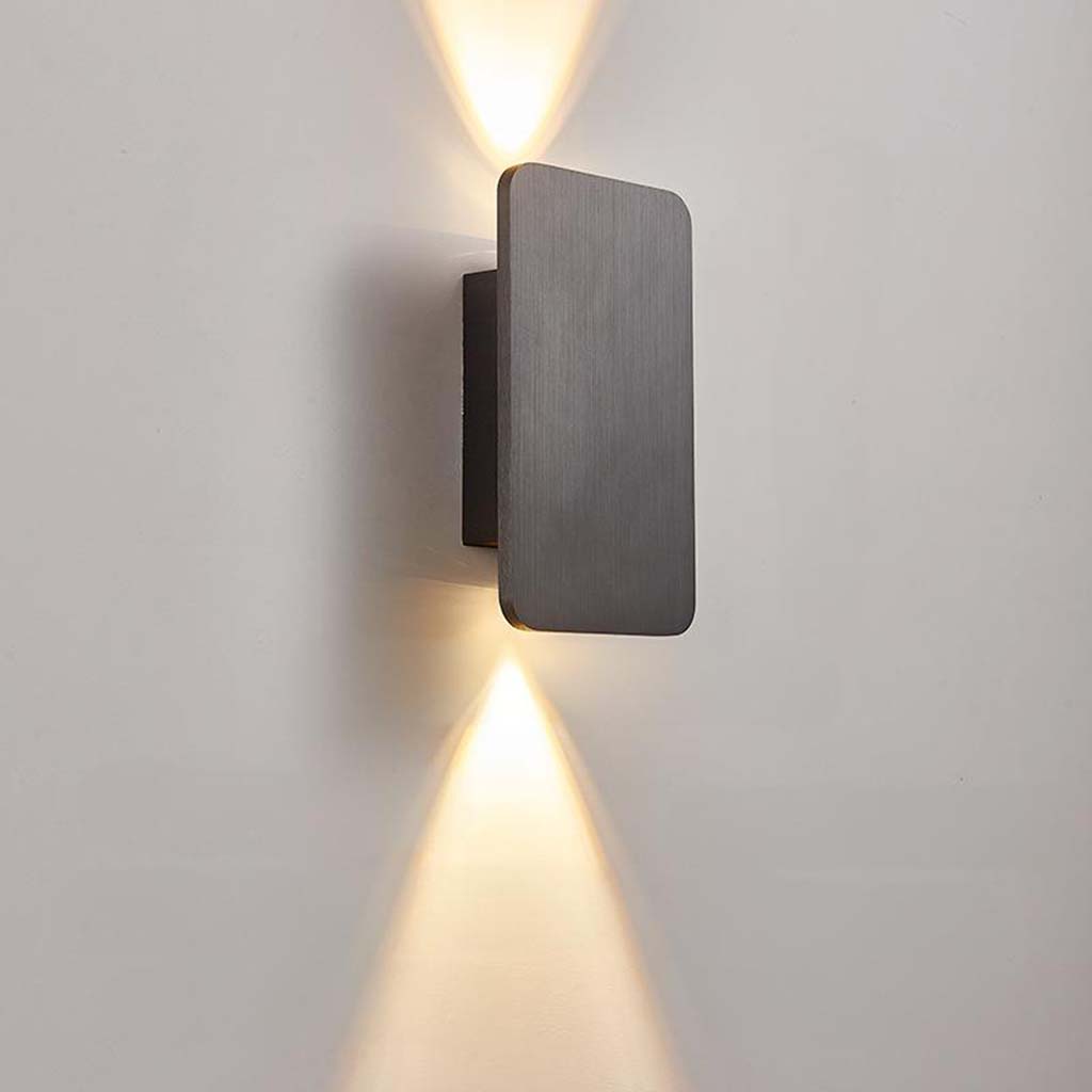 LED Wall Light Fixture Aluminum Rectangle Up Down Sconce for Bedroom Living Room Hallway Modern Minimalist Indoor Accent Lighting 6W Black W