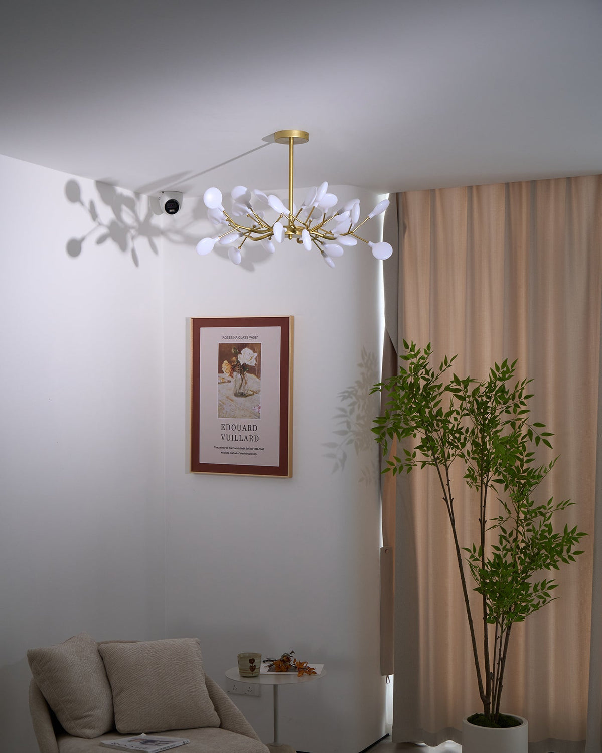 Acrylic Branch Chandelier with Adjustable LED Lights for Dining Room & Entryway - 30 to 63 Light Branches - Dimmable Gold or Black Metal Fin