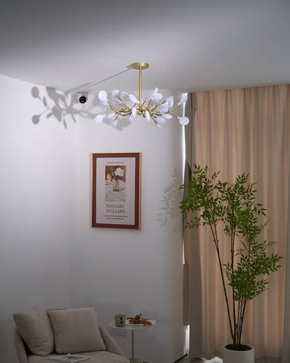 Acrylic Branch Chandelier with Adjustable LED Lights for Dining Room & Entryway - 30 to 63 Light Branches - Dimmable Gold or Black Metal Fin
