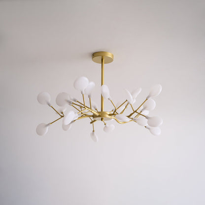 Acrylic Branch Chandelier with Adjustable LED Lights for Dining Room & Entryway - 30 to 63 Light Branches - Dimmable Gold or Black Metal Fin