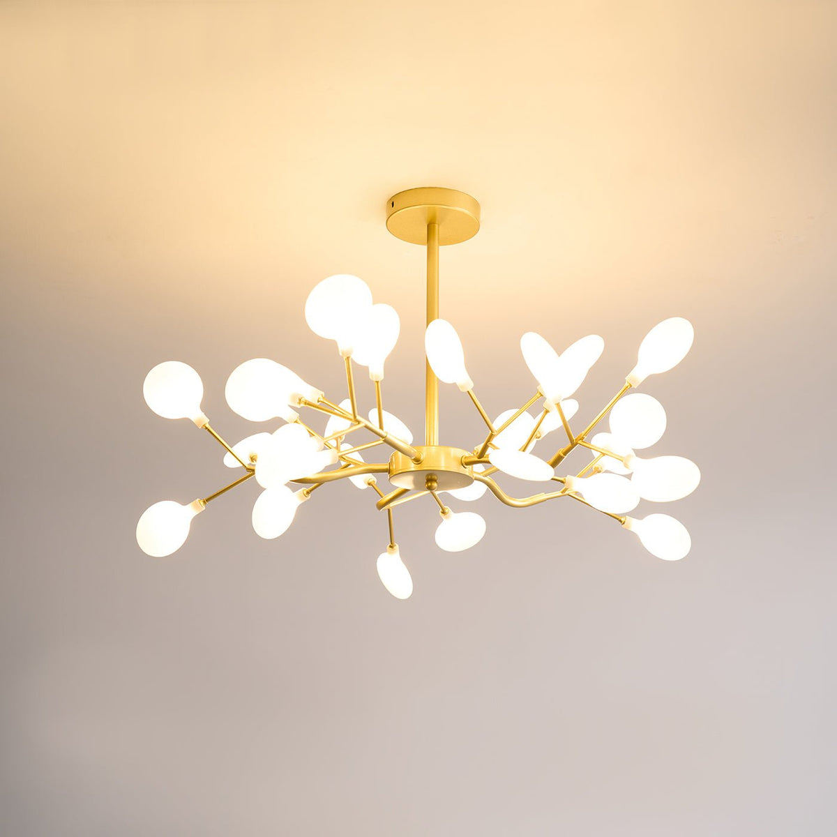 Acrylic Branch Chandelier with Adjustable LED Lights for Dining Room & Entryway - 30 to 63 Light Branches - Dimmable Gold or Black Metal Fin