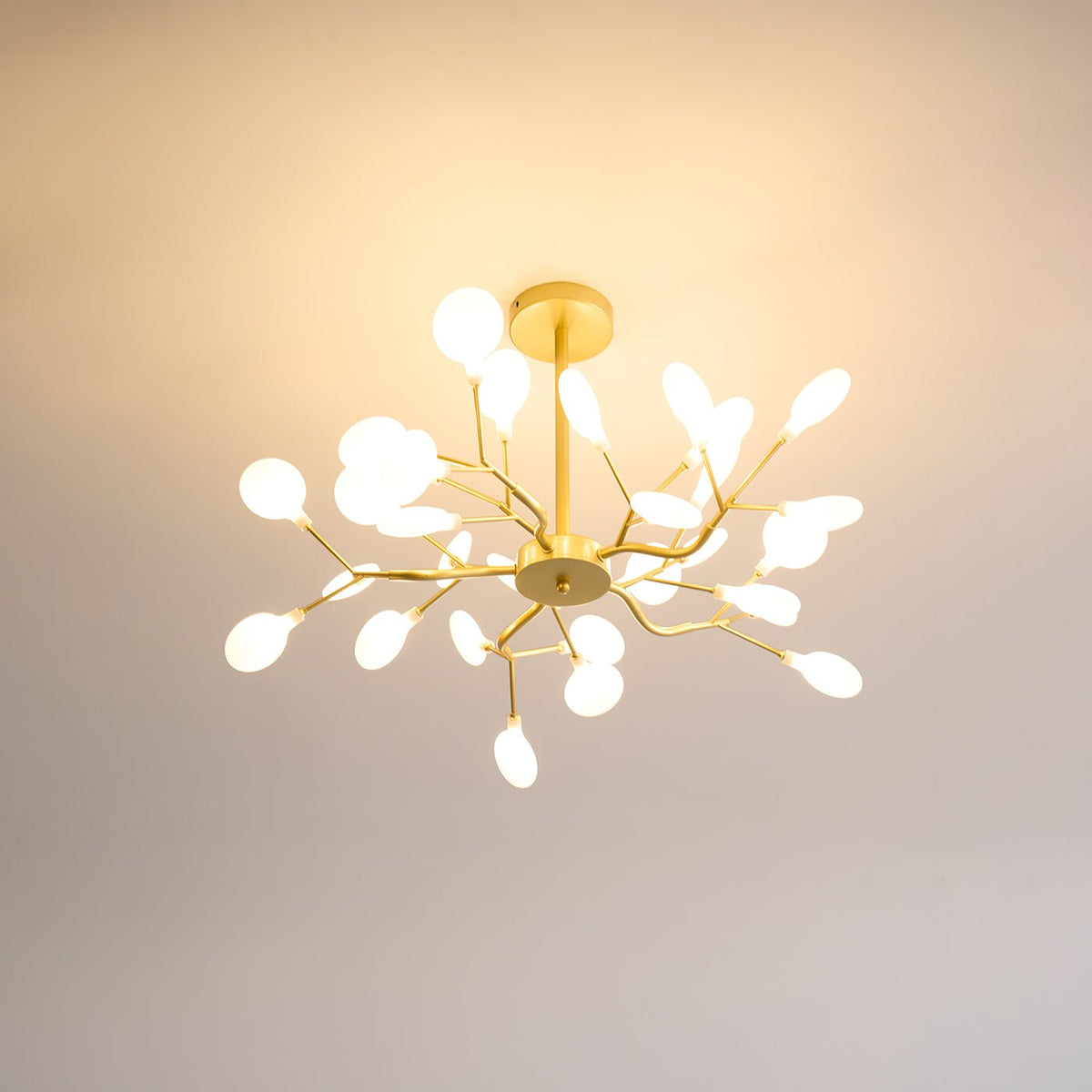 Acrylic Branch Chandelier with Adjustable LED Lights for Dining Room & Entryway - 30 to 63 Light Branches - Dimmable Gold or Black Metal Fin