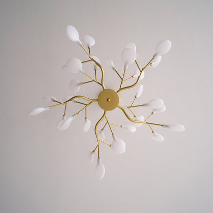 Acrylic Branch Chandelier with Adjustable LED Lights for Dining Room & Entryway - 30 to 63 Light Branches - Dimmable Gold or Black Metal Fin