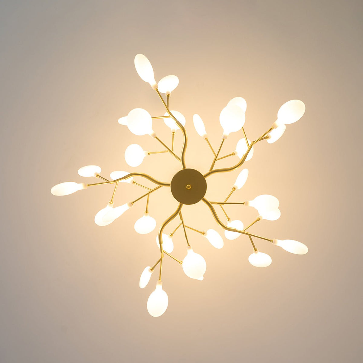 Acrylic Branch Chandelier with Adjustable LED Lights for Dining Room & Entryway - 30 to 63 Light Branches - Dimmable Gold or Black Metal Fin