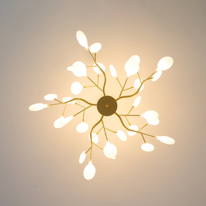 Acrylic Branch Chandelier with Adjustable LED Lights for Dining Room & Entryway - 30 to 63 Light Branches - Dimmable Gold or Black Metal Fin
