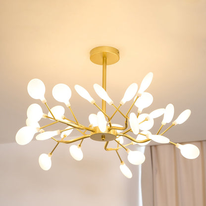 Branching LED Chandelier Gold & Acrylic Modern Statement Fixture Multi-Arm Ceiling Light for Dining Room Living Room Bedroom Adjustable Ligh