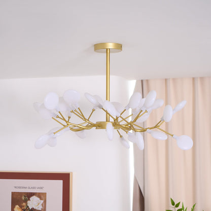 Acrylic Branch Chandelier with Adjustable LED Lights for Dining Room & Entryway - 30 to 63 Light Branches - Dimmable Gold or Black Metal Fin