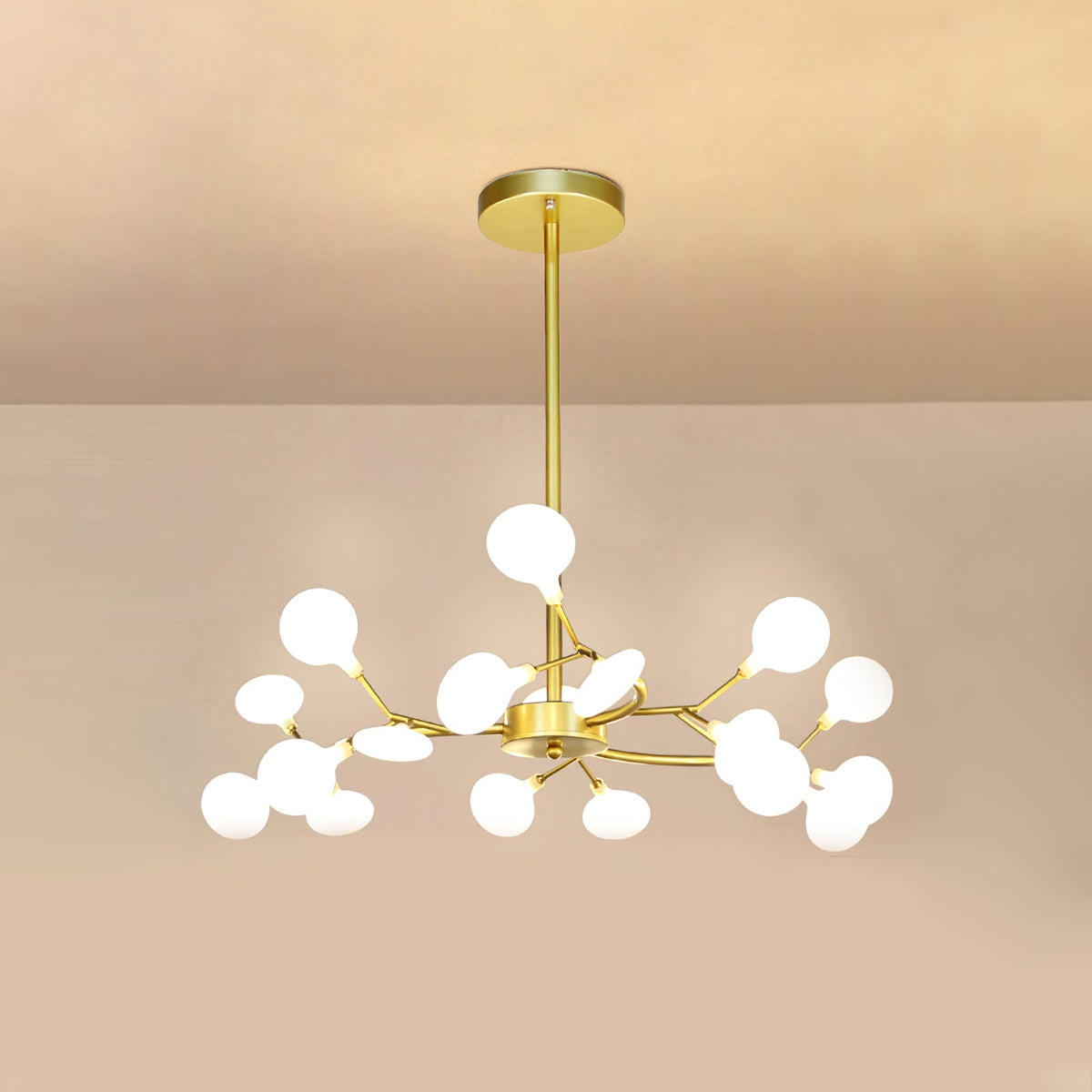 Branching LED Chandelier Gold & Acrylic Modern Statement Fixture Multi-Arm Ceiling Light for Dining Room Living Room Bedroom Adjustable Ligh