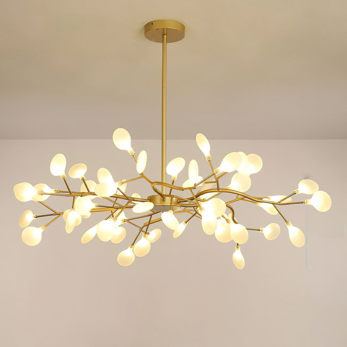 Acrylic Branch Chandelier with Adjustable LED Lights for Dining Room & Entryway - 30 to 63 Light Branches - Dimmable Gold or Black Metal Fin