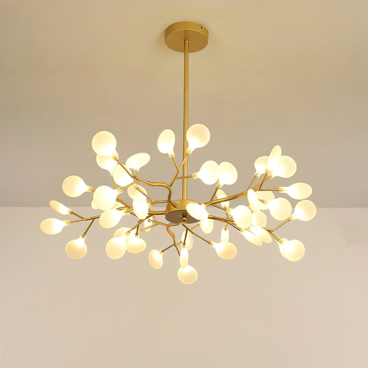 Acrylic Branch Chandelier with Adjustable LED Lights for Dining Room & Entryway - 30 to 63 Light Branches - Dimmable Gold or Black Metal Fin