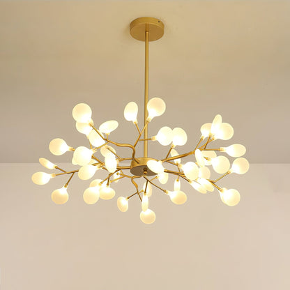 Acrylic Branch Chandelier with Adjustable LED Lights for Dining Room & Entryway - 30 to 63 Light Branches - Dimmable Gold or Black Metal Fin