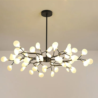 Acrylic Branch Chandelier with Adjustable LED Lights for Dining Room & Entryway - 30 to 63 Light Branches - Dimmable Gold or Black Metal Fin