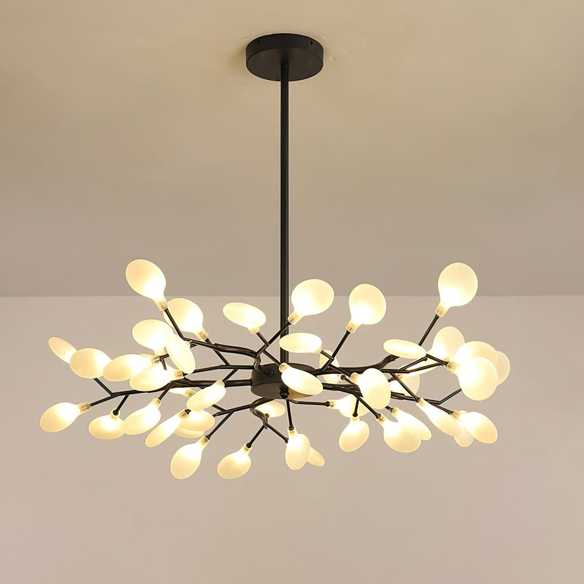 Acrylic Branch Chandelier with Adjustable LED Lights for Dining Room & Entryway - 30 to 63 Light Branches - Dimmable Gold or Black Metal Fin