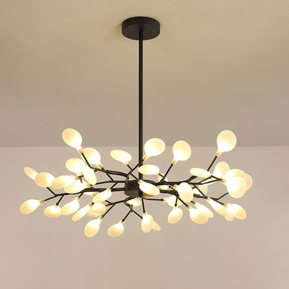 Acrylic Branch Chandelier with Adjustable LED Lights for Dining Room & Entryway - 30 to 63 Light Branches - Dimmable Gold or Black Metal Fin