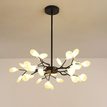 Acrylic Branch Chandelier with Adjustable LED Lights for Dining Room & Entryway - 30 to 63 Light Branches - Dimmable Gold or Black Metal Fin