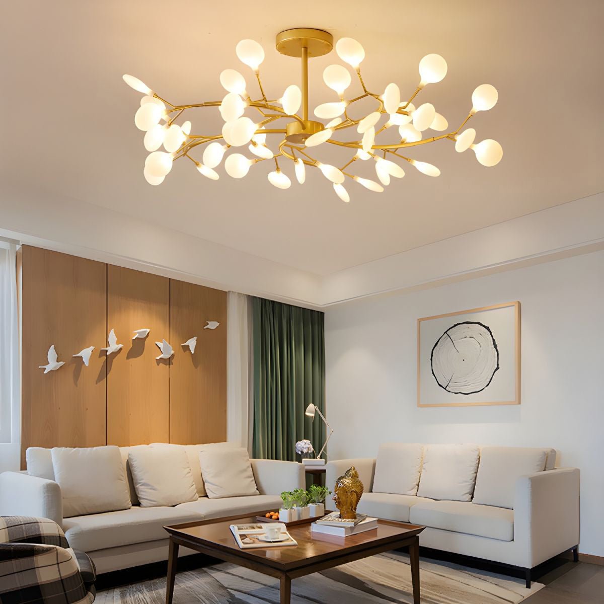 Branching LED Chandelier Gold & Acrylic Modern Statement Fixture Multi-Arm Ceiling Light for Dining Room Living Room Bedroom Adjustable Ligh