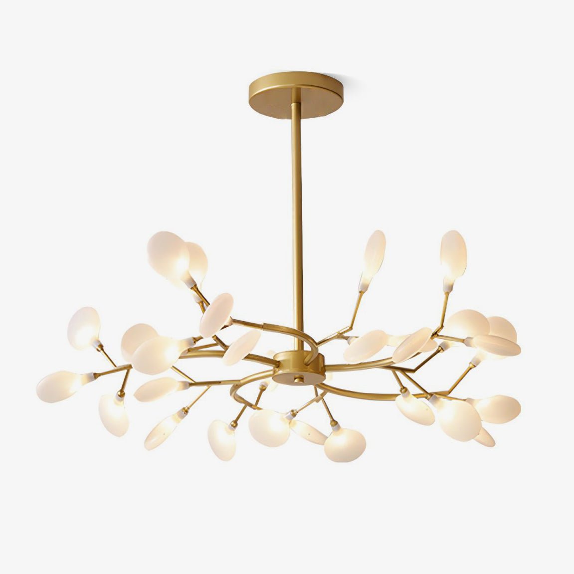 Acrylic Branch Chandelier with Adjustable LED Lights for Dining Room & Entryway - 30 to 63 Light Branches - Dimmable Gold or Black Metal Fin