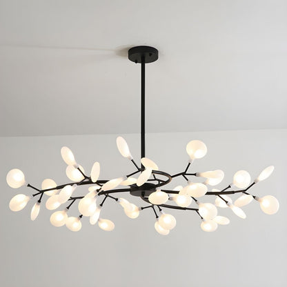 Acrylic Branch Chandelier with Adjustable LED Lights for Dining Room & Entryway - 30 to 63 Light Branches - Dimmable Gold or Black Metal Fin