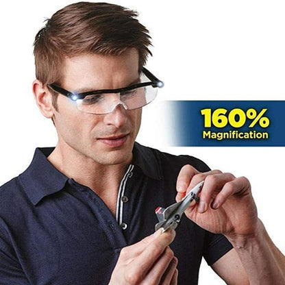 Illuminated Magnifying Eyewear with Rechargeable LED Lights for Close-Up Work, Reading, Crafts & Hobby Projects | Hands-Free Wearable