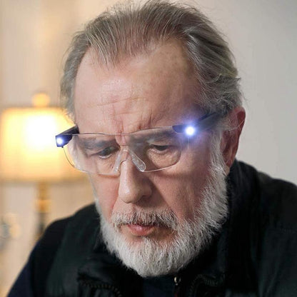 Rechargeable Magnifier Eyeglasses with Dual LED Work Lights for Close-Up Hobbies Crafts Reading DIY Fine Detail Tasks Seniors Adults