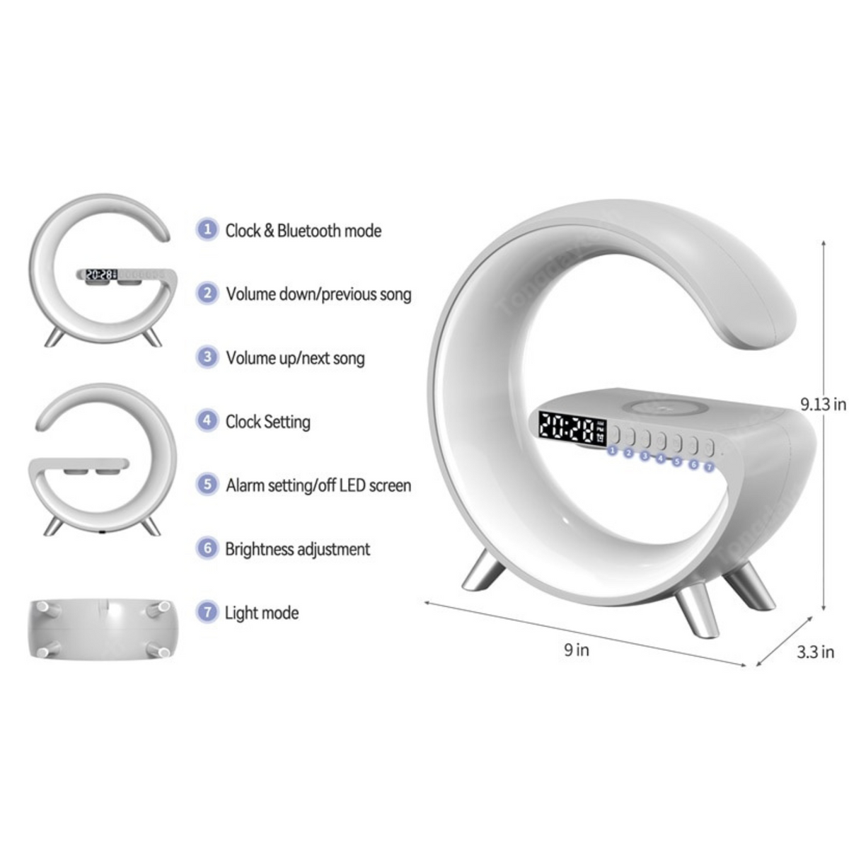 LED Smart Lamp with Wireless Charging, Bluetooth Speaker, and RGB Light Effects