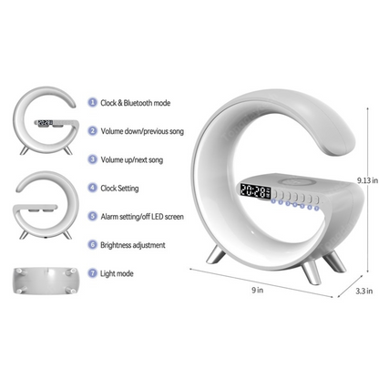 LED Smart Lamp with Wireless Charging, Bluetooth Speaker, and RGB Light Effects