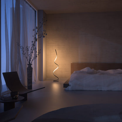 Sculptural Spiral LED Standing Lamp 52 inches Adjustable Brightness Aluminum Contemporary Living Room Bedroom Home Office Remote Dimmable
