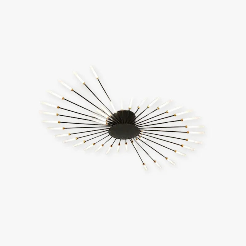 Starburst Flush Mount Ceiling Light Black Gold Modern Firework LED Fixture Bedroom Living Room Natural White Hardwired Indoor