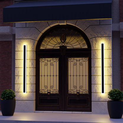 Outdoor LED Wall Sconce Modern Black Aluminum Linear Light for Patio Garden Entry Waterproof IP65 Rated Indoor Outdoor Wall Mount Fixture