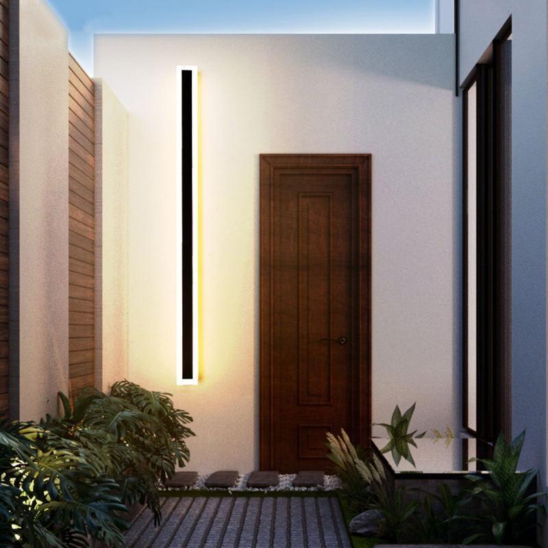 Outdoor LED Wall Sconce Modern Black Aluminum Linear Light for Patio Garden Entry Waterproof IP65 Rated Indoor Outdoor Wall Mount Fixture