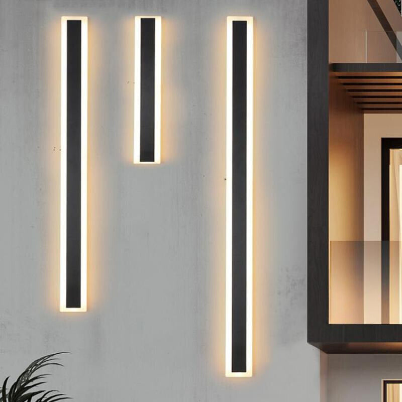 Outdoor LED Wall Sconce Modern Black Aluminum Linear Light for Patio Garden Entry Waterproof IP65 Rated Indoor Outdoor Wall Mount Fixture