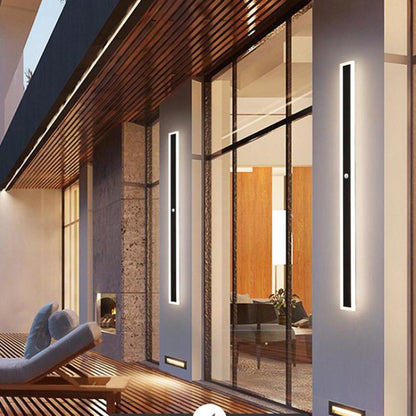 Waterproof Linear LED Outdoor Wall Light Modern Metal Weatherproof Sconce for Garden Patio Entryway Hallway Exterior Porch Walkway IP65